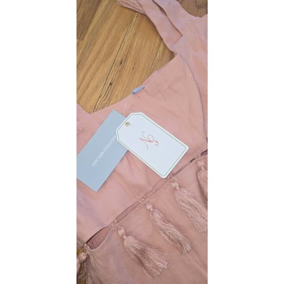 NWT Antonio Melani Nat Note Linen Maxi Dress Cece Tassel Women's 12 Pink NWI - Picture 12 of 16